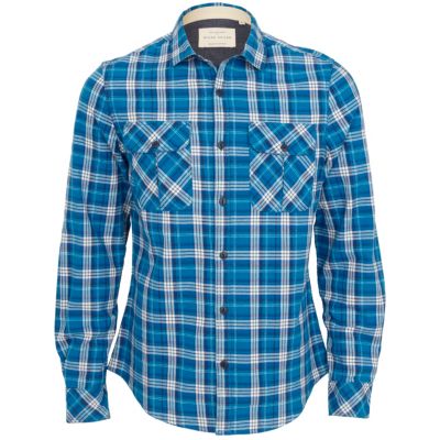 Bright blue check shirt