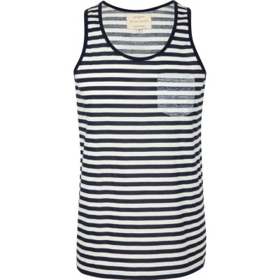 Navy stripe pocket vest
