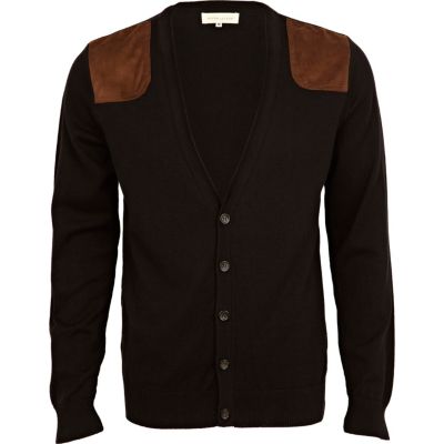 black shoulder patch cardigan 