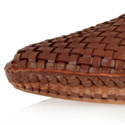 Brown woven slip on shoes