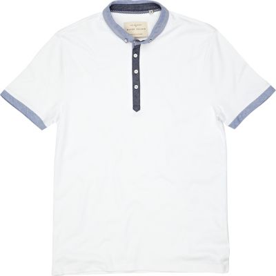 white contrast polo shirt 
