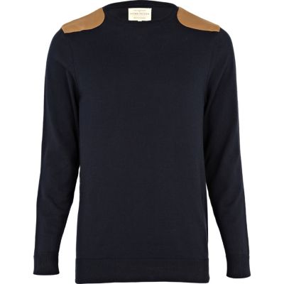 Navy shoulder patch jumper