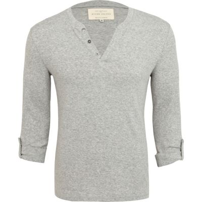 Grey marl notch neck t-shirt