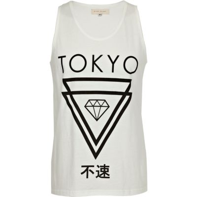 ecru tokyo print vest 