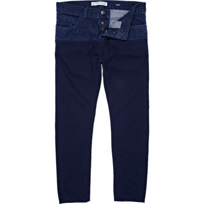 Blue split contrast trousers