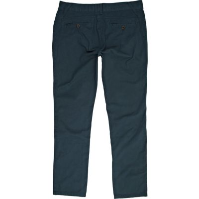 Teal twill skinny trousers