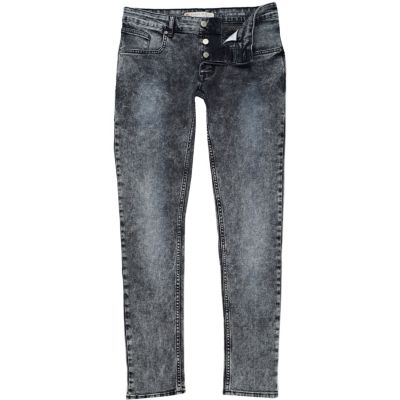 Dark blue acid wash Sid stretch skinny jeans