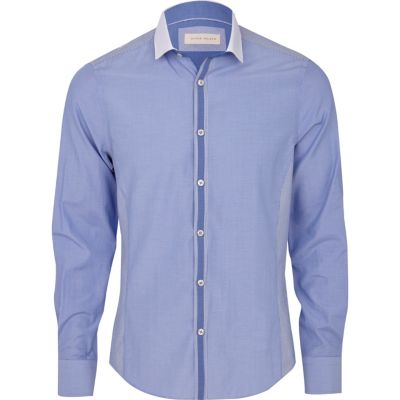 blue contrast collar shirt 