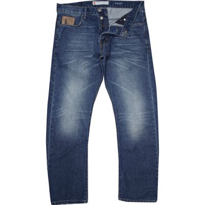 Blue mid wash dean straight jeans