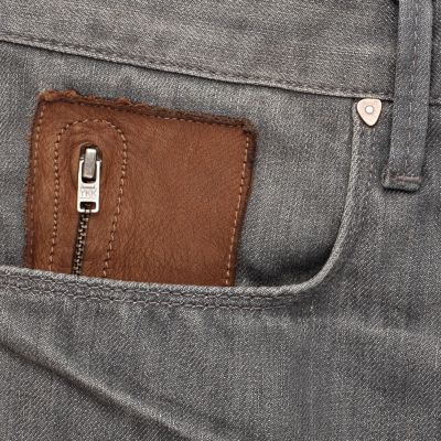 Grey denim dean straight jeans