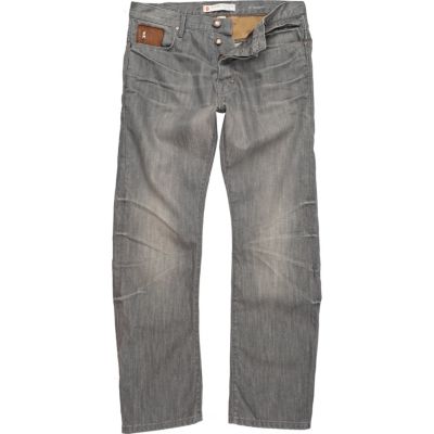 Grey denim dean straight jeans