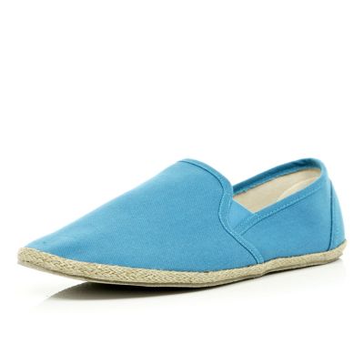Bright blue slip on espadrilles
