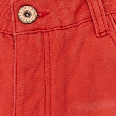 Red wash slim trousers