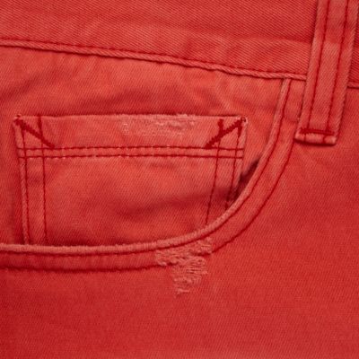 Red wash slim trousers