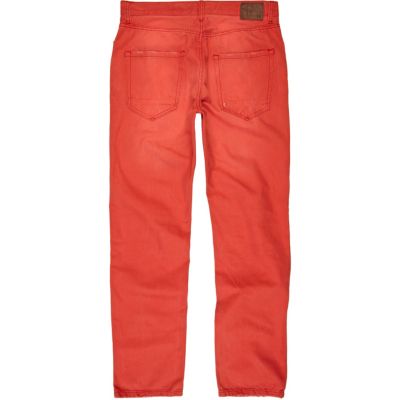 Red wash slim trousers