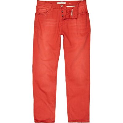 Red wash slim trousers