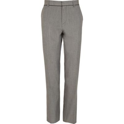 Grey contrast piping slim trousers