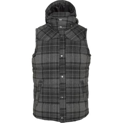 Grey check padded hooded gilet