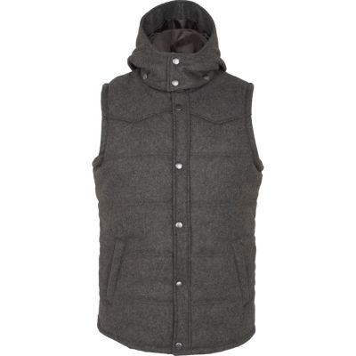 grey wool padded hooded gilet 
