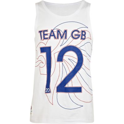 White team GB print vest