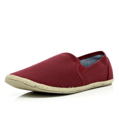 Dark red slip on espadrilles