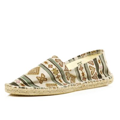 Ecru navajo print espadrilles