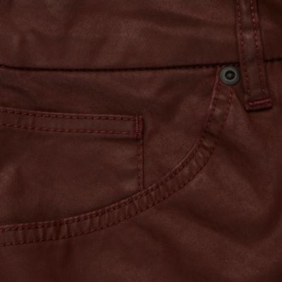 Burgundy coated stretch skinny sid jeans