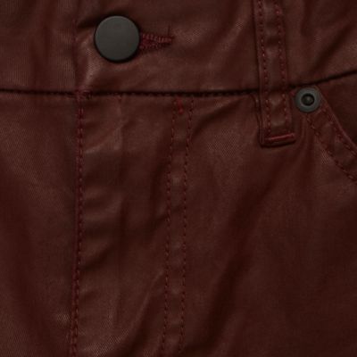 Burgundy coated stretch skinny sid jeans