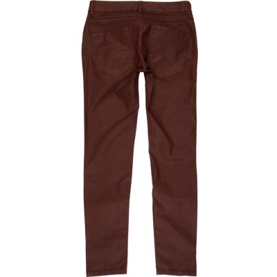 Burgundy coated stretch skinny sid jeans