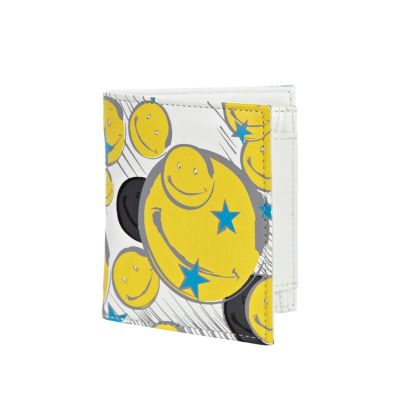 white smiley face print wallet 