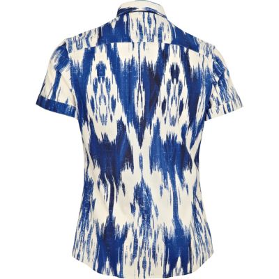 Blue brush print shirt