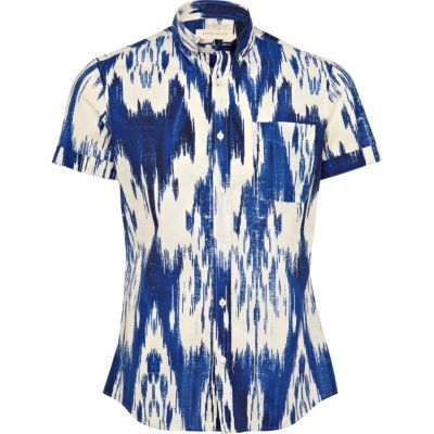 Blue brush print shirt