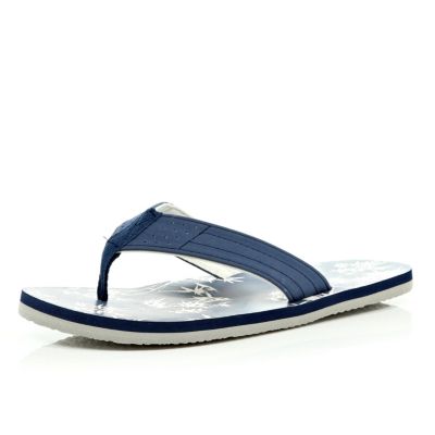 Navy thong flip flops