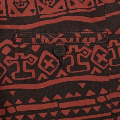 Rust tribal print shorts