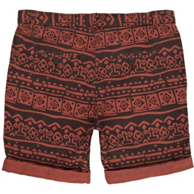 Rust tribal print shorts