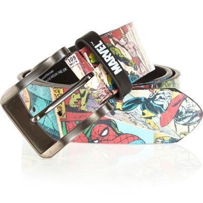 Red marvel print belt
