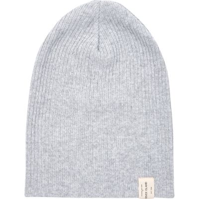 Grey knit beanie hat