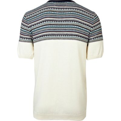 Ecru aztec short sleeve jumper