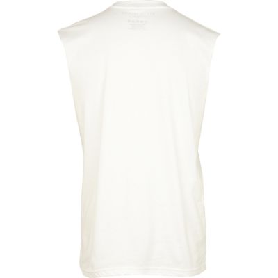 White LA print tank top