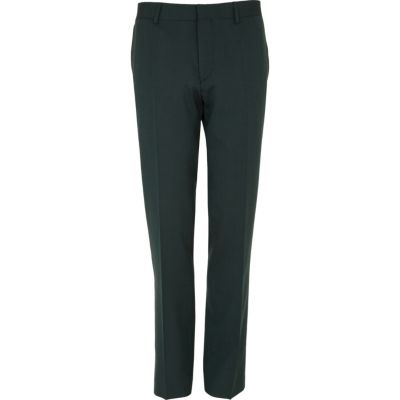 Green contrast slim suit trousers