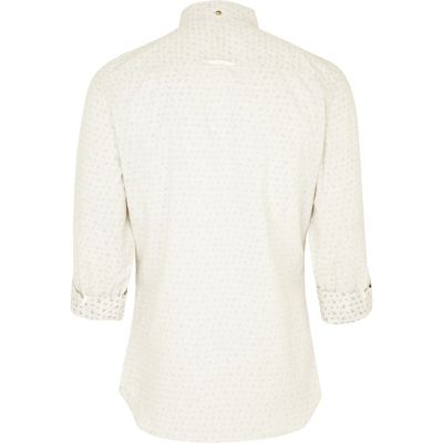 Ecru multi print shirt