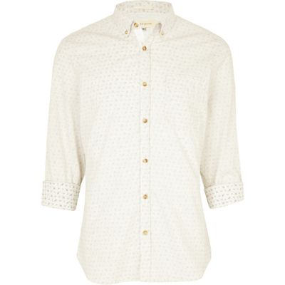 Ecru multi print shirt