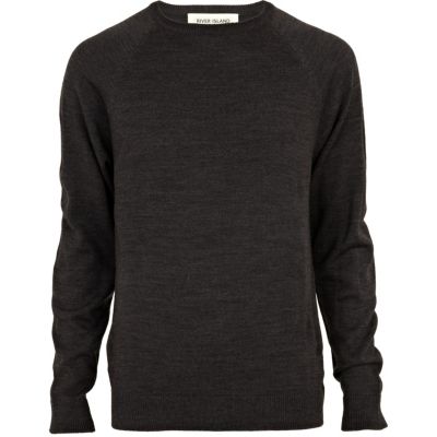 Dark grey elbow patch jumper