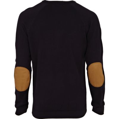 Navy elbow patch jumper