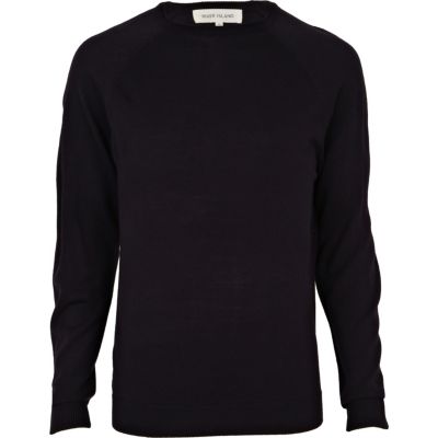 Navy elbow patch jumper