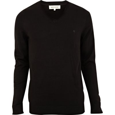 Black v neck acrylic jumper