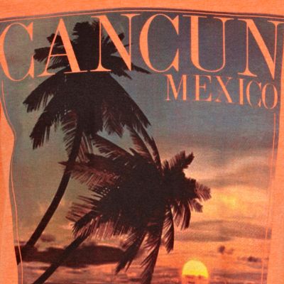 Orange cancun mexico print t-shirt
