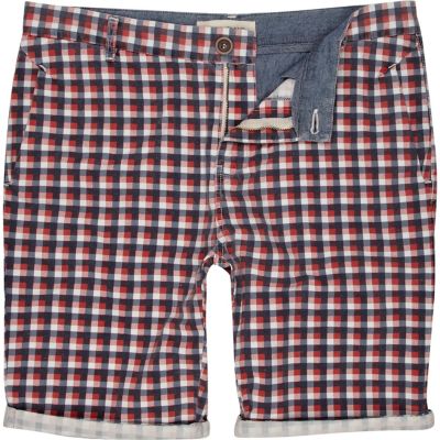 Red checked shorts
