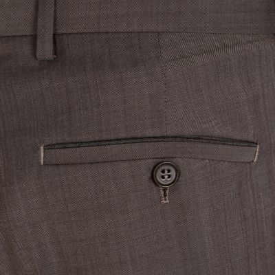 Dark stone slim suit trousers