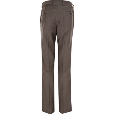 Dark stone slim suit trousers
